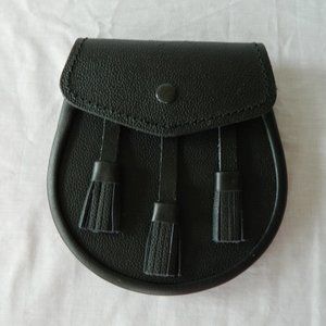 Scottish SPORRAN Kilt Belt Bag Leather Black Pouch